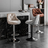 Glam Velvet Upholstered Adjustable Swivel Bucket Back Bar Stool Image - 1