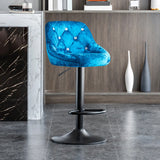 Glam Velvet Upholstered Adjustable Swivel Bucket Back Bar Stool Image - 10