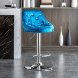 Glam Velvet Upholstered Adjustable Swivel Bucket Back Bar Stool Image - 11