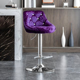 Glam Velvet Upholstered Adjustable Swivel Bucket Back Bar Stool Image - 13