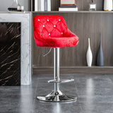 Glam Velvet Upholstered Adjustable Swivel Bucket Back Bar Stool Image - 15