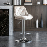 Glam Velvet Upholstered Adjustable Swivel Bucket Back Bar Stool Image - 17