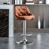 Glam Velvet Upholstered Adjustable Swivel Bucket Back Bar Stool Image - 18