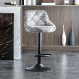 Glam Velvet Upholstered Adjustable Swivel Bucket Back Bar Stool Image - 19