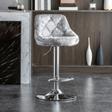 Glam Velvet Upholstered Adjustable Swivel Bucket Back Bar Stool Image - 20
