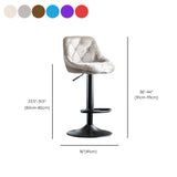 Glam Velvet Upholstered Adjustable Swivel Bucket Back Bar Stool Image - 22