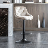 Glam Velvet Upholstered Adjustable Swivel Bucket Back Bar Stool Image - 3