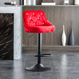 Glam Velvet Upholstered Adjustable Swivel Bucket Back Bar Stool Image - 5