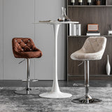 Glam Velvet Upholstered Adjustable Swivel Bucket Back Bar Stool Image - 6