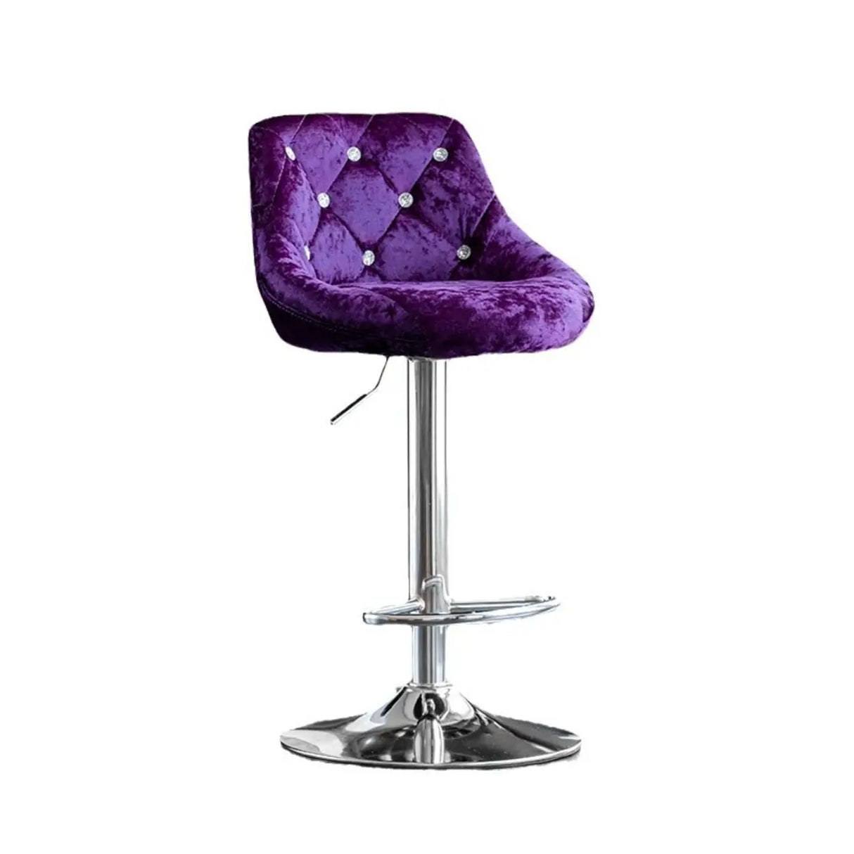 Glam Velvet Upholstered Adjustable Swivel Bucket Back Bar Stool Image - 9