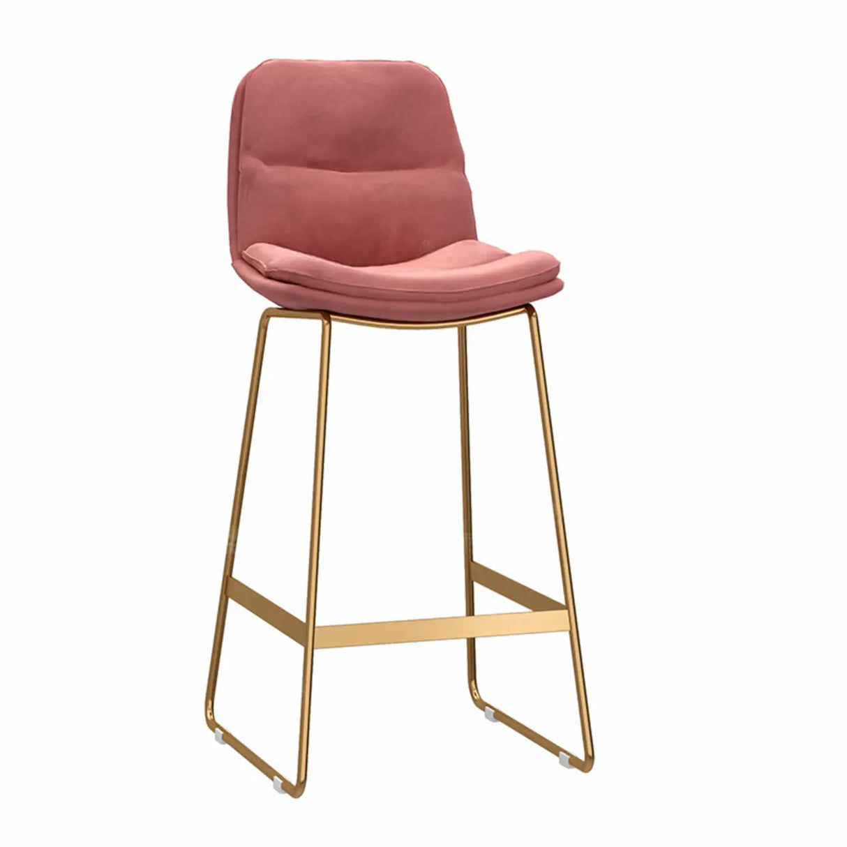 Glam Velvet Upholstered Low Back Bar Stool with Metal Frame Image - 11