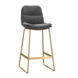 Glam Velvet Upholstered Low Back Bar Stool with Metal Frame Image - 13