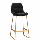 Glam Velvet Upholstered Low Back Bar Stool with Metal Frame Image - 16