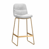 Glam Velvet Upholstered Low Back Bar Stool with Metal Frame Image - 17