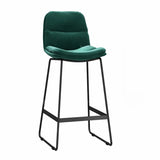 Glam Velvet Upholstered Low Back Bar Stool with Metal Frame Image - 18