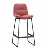 Glam Velvet Upholstered Low Back Bar Stool with Metal Frame Image - 19