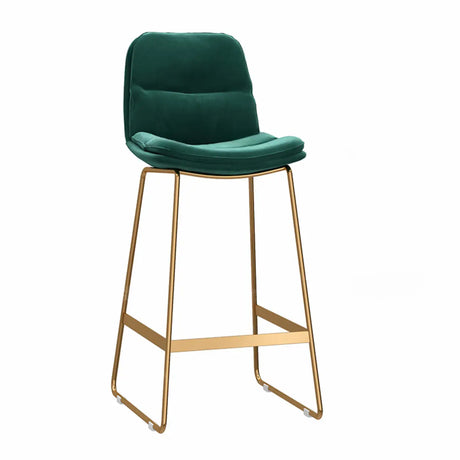 Glam Velvet Upholstered Low Back Bar Stool with Metal Frame Image - 2