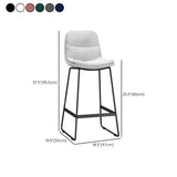 Glam Velvet Upholstered Low Back Bar Stool with Metal Frame Image - 21