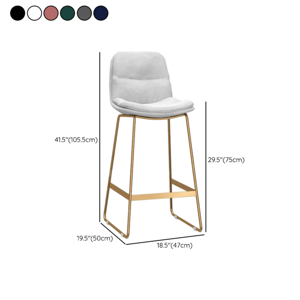 Glam Velvet Upholstered Low Back Bar Stool with Metal Frame Image - 22