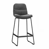 Glam Velvet Upholstered Low Back Bar Stool with Metal Frame Image - 4