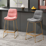 Glam Velvet Upholstered Low Back Bar Stool with Metal Frame Image - 8