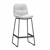 Glam Velvet Upholstered Low Back Bar Stool with Metal Frame Image - 9