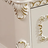 Glam Vintage White Wood Rectangular TV Stand with Drawers Image - 7