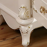 Glam Vintage White Wood Rectangular TV Stand with Drawers Image - 9