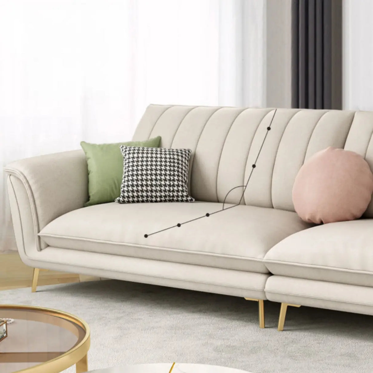 Glam Water Resistant Flared Arm Sewn Pillow Back Sofa Image - 18