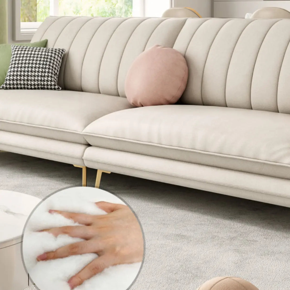 Glam Water Resistant Flared Arm Sewn Pillow Back Sofa Image - 19