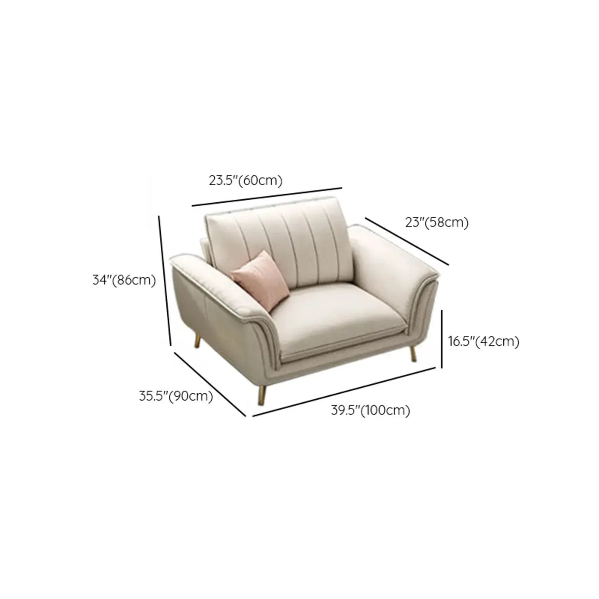 Glam Water Resistant Flared Arm Sewn Pillow Back Sofa 