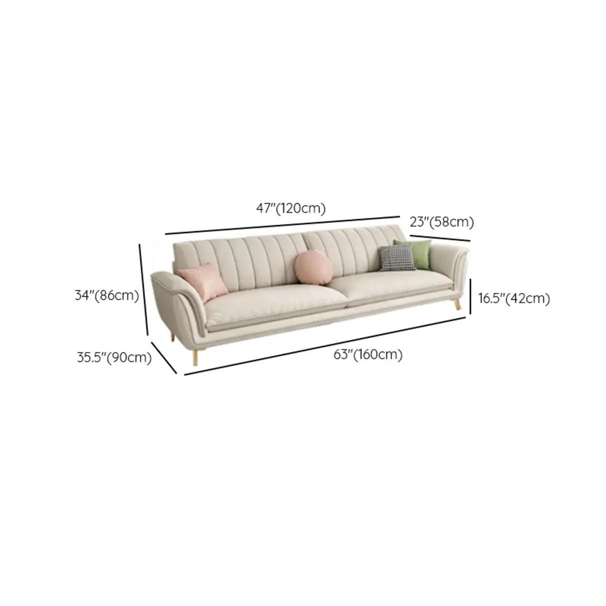 Glam Water Resistant Flared Arm Sewn Pillow Back Sofa Image - 21