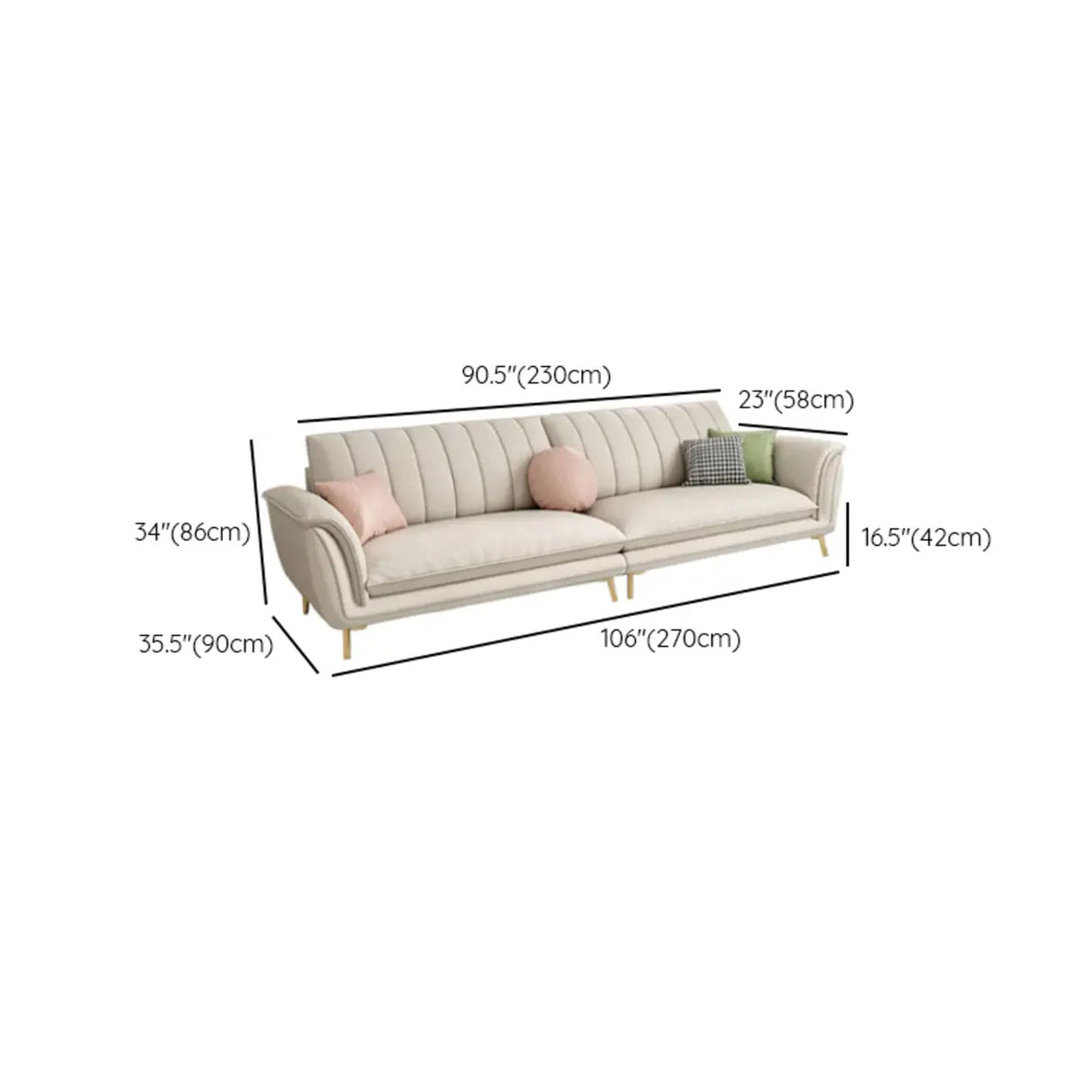 Glam Water Resistant Flared Arm Sewn Pillow Back Sofa Image - 25