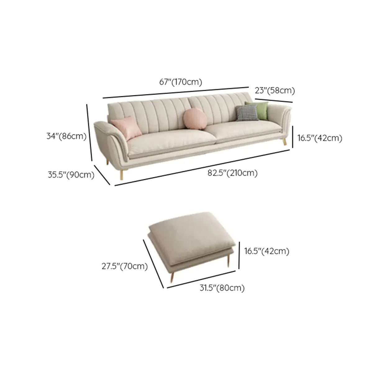 Glam Water Resistant Flared Arm Sewn Pillow Back Sofa Image - 27