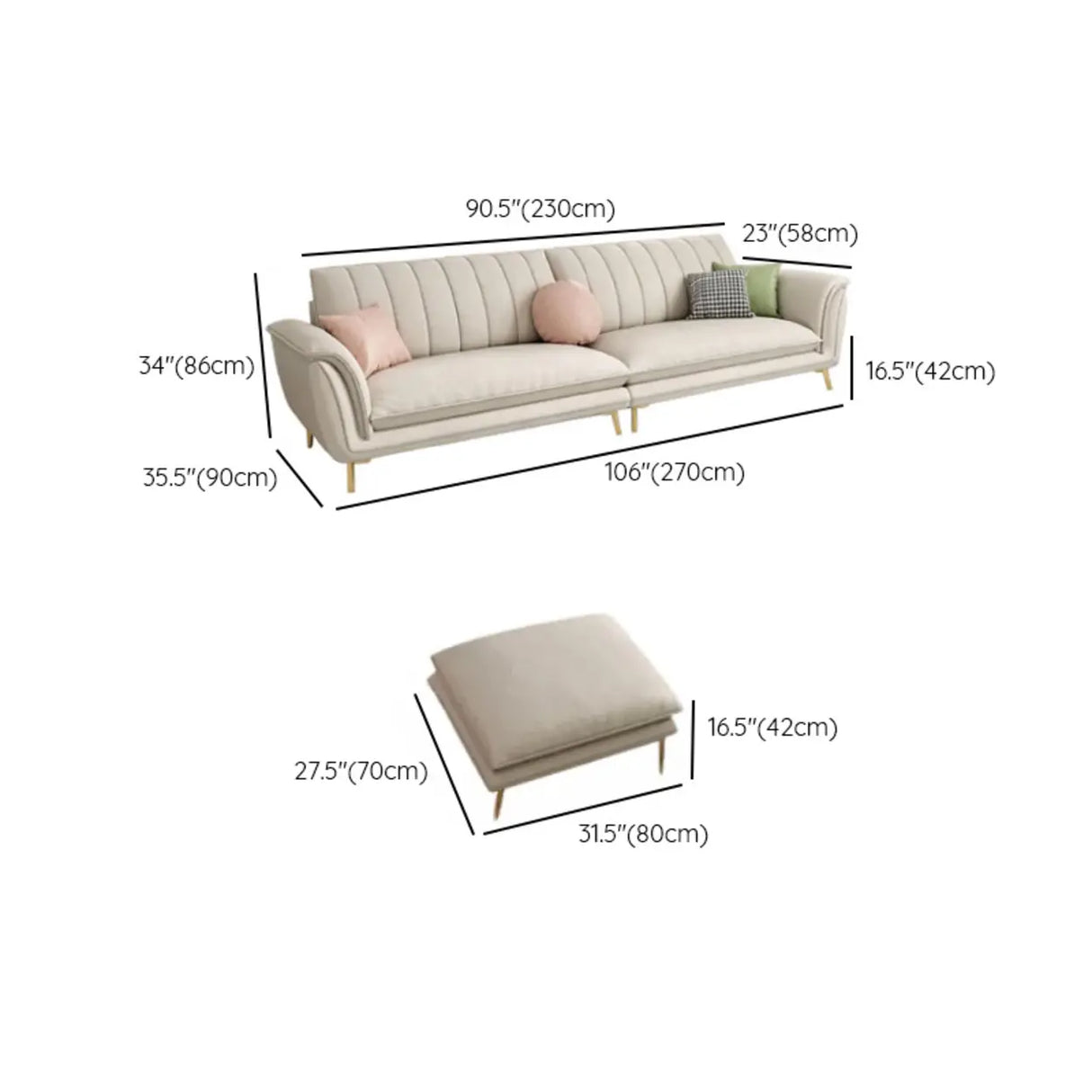 Glam Water Resistant Flared Arm Sewn Pillow Back Sofa Image - 28