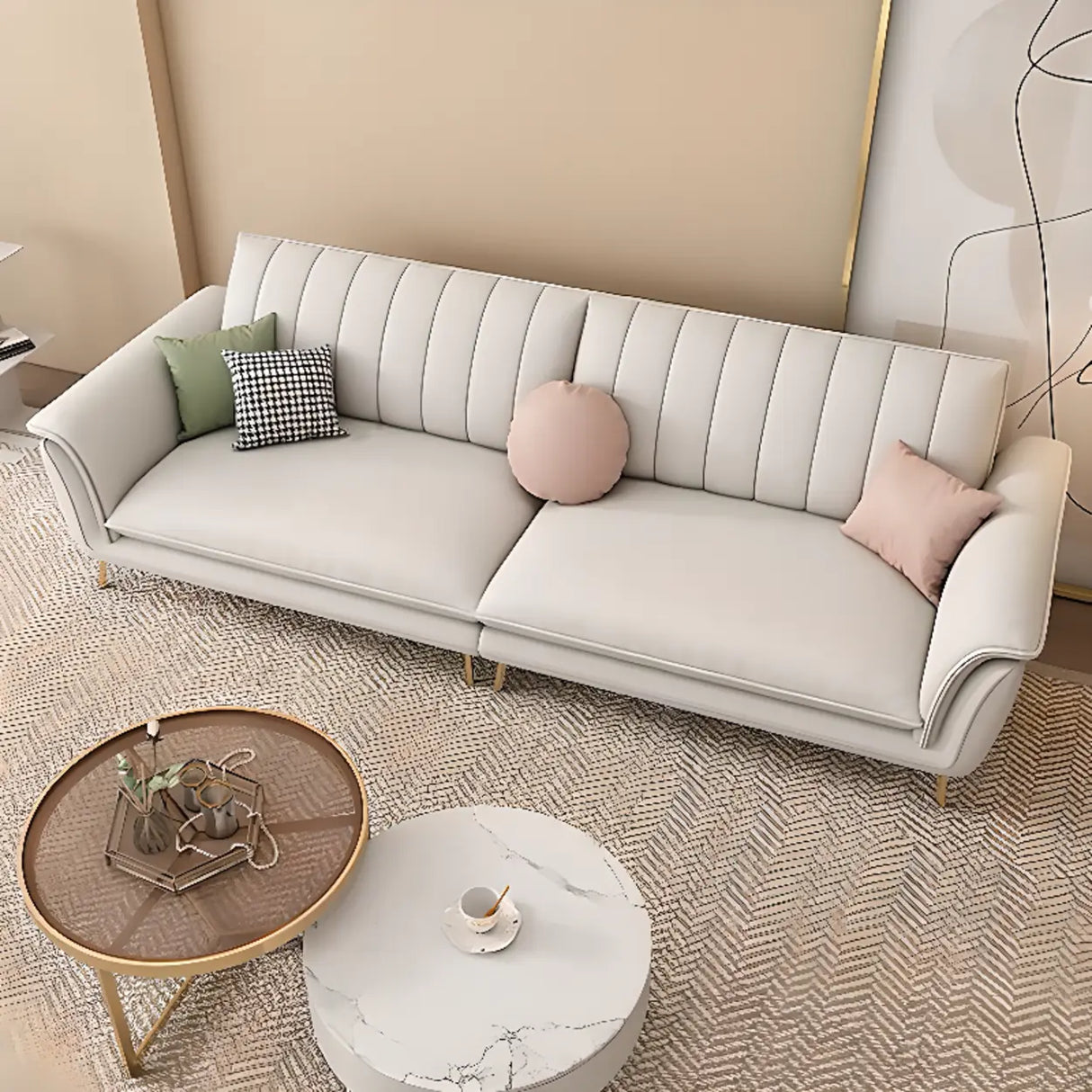 Glam Water Resistant Flared Arm Sewn Pillow Back Sofa Image - 9