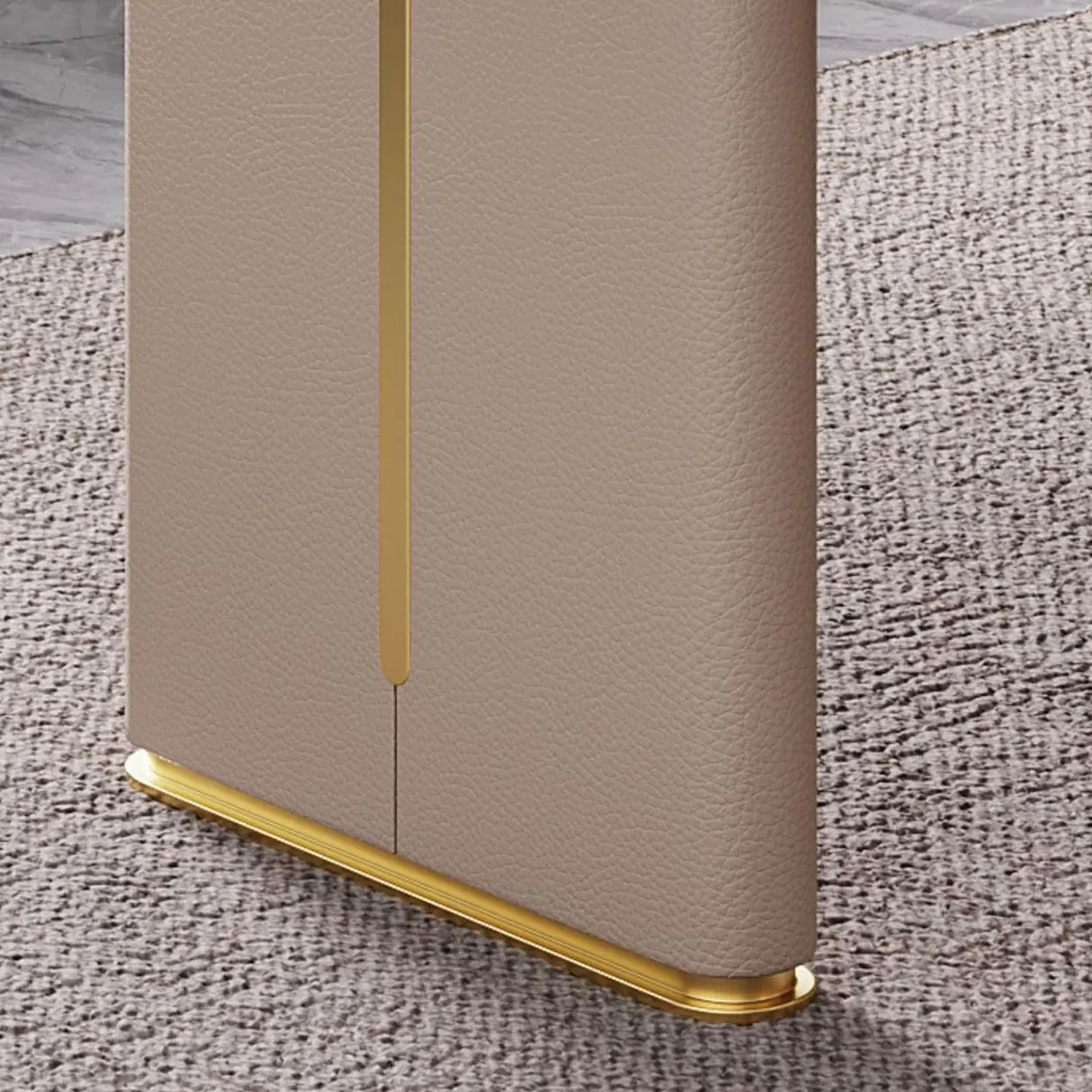 Glam White Glass Stone L-Shape Storage Executive Desk Image - 8