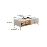 Glam White Gold Four Legs Cabinet Drawers Coffee Table #size