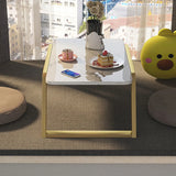 Glam White Rectangular Metal Gold Sled Coffee Table Image - 1