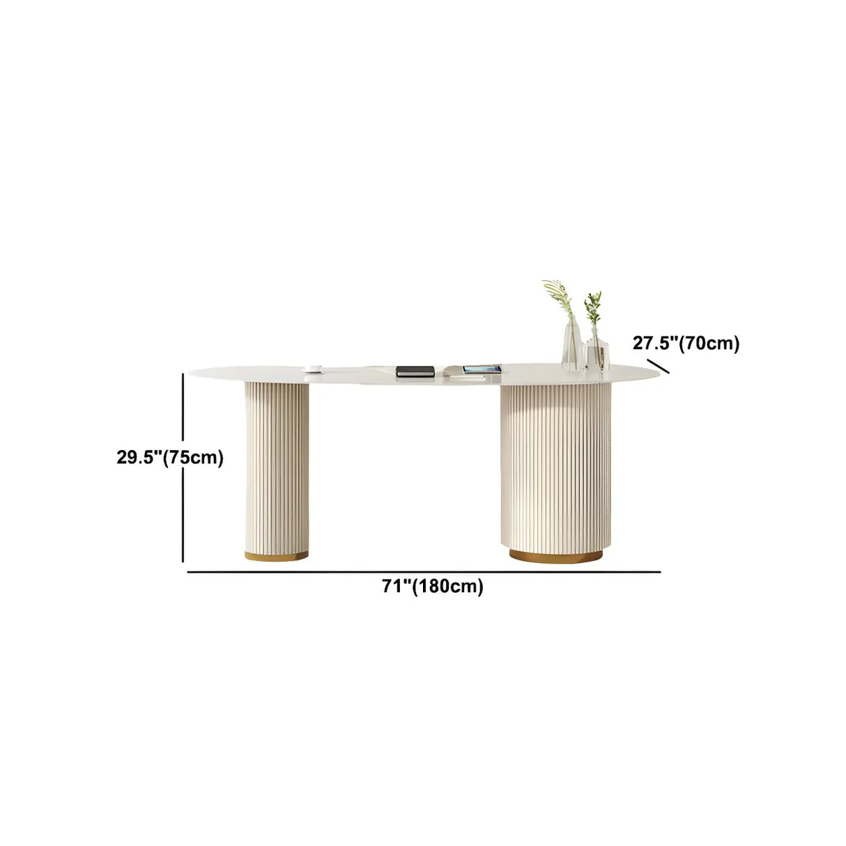 Glam White Stone Free Form Reception Desk with Drawers Image - 12