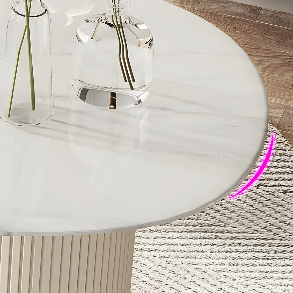 Glam White Stone Free Form Reception Desk with Drawers Image - 6