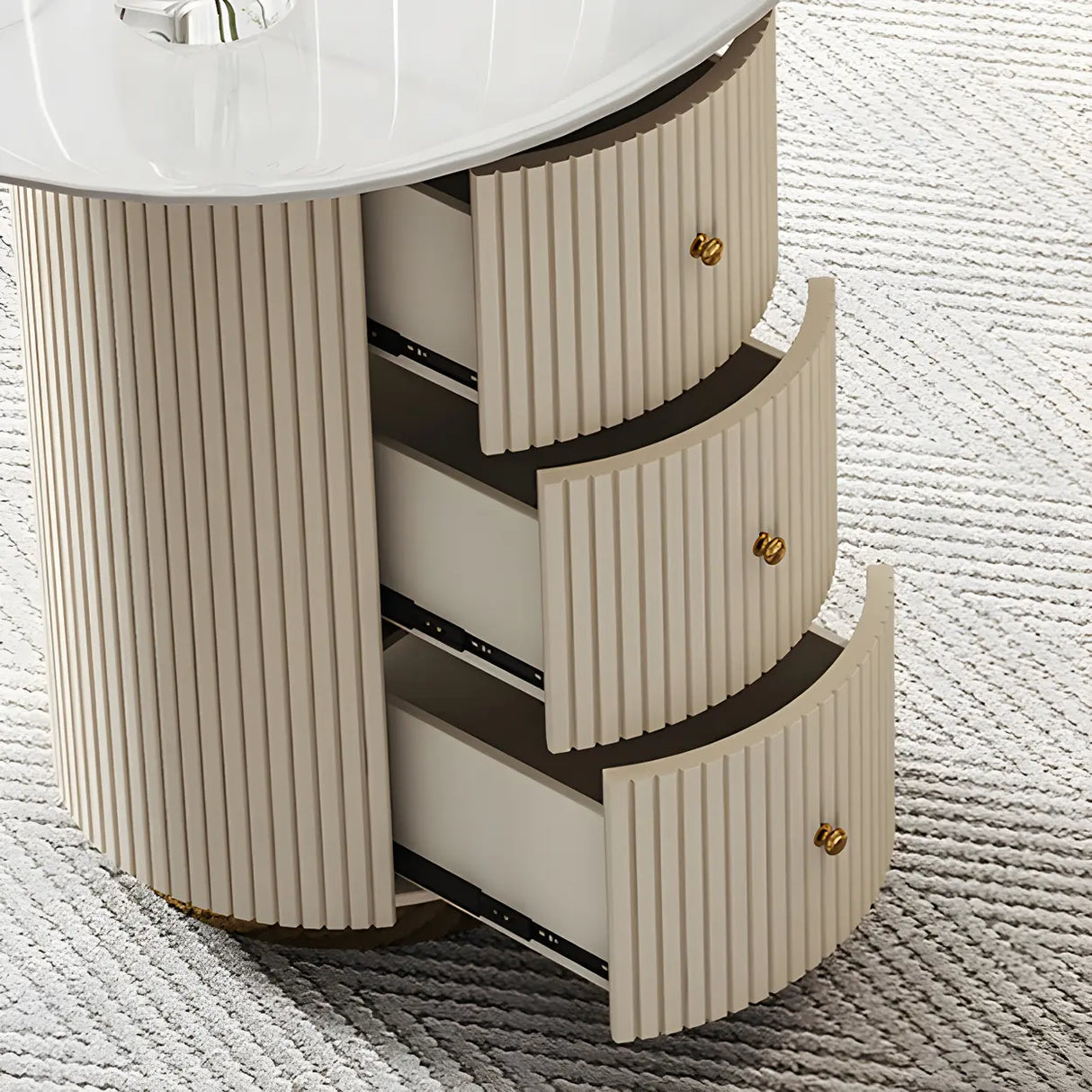 Glam White Stone Free Form Reception Desk with Drawers Image - 7