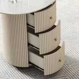 Glam White Stone Free Form Reception Desk with Drawers Image - 7