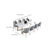 Glam White Stone Gold Trestle Conference Table for 8 Image - 14