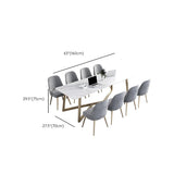 Glam White Stone Gold Trestle Conference Table for 8 #size