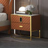 Glass Countertop Leather Frame Nightstand with 2-Drawer Image - 4