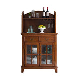 Glass Doors Ash Brown Large Retro Sideboard with Shelves Image - 5