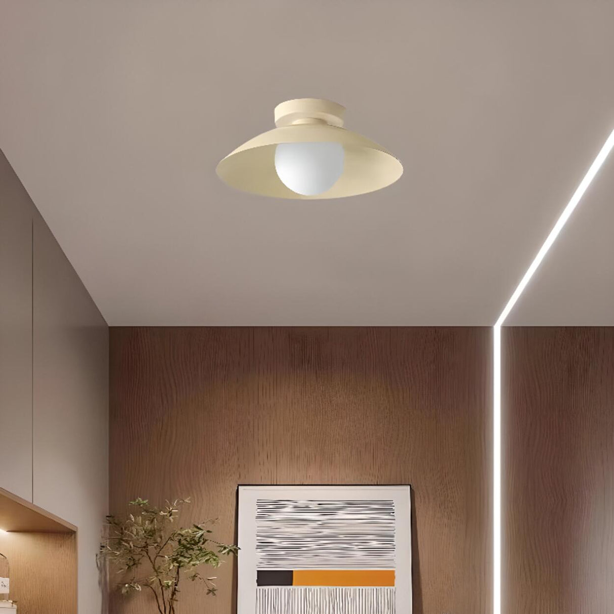 Glass Glob Solid Color Dome Semi-Flush Mount Light  Image - 1