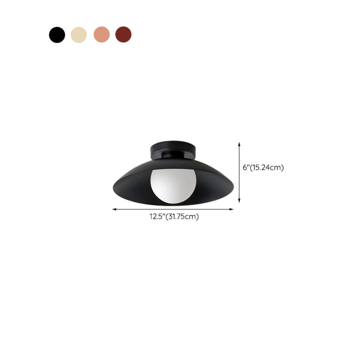 Glass Glob Solid Color Dome Semi-Flush Mount Light  