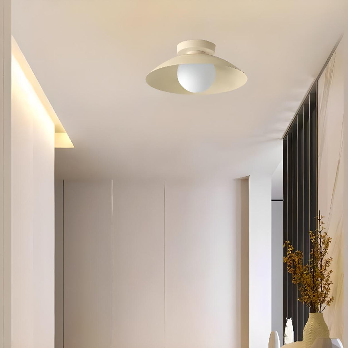 Glass Glob Solid Color Dome Semi-Flush Mount Light  Image - 2